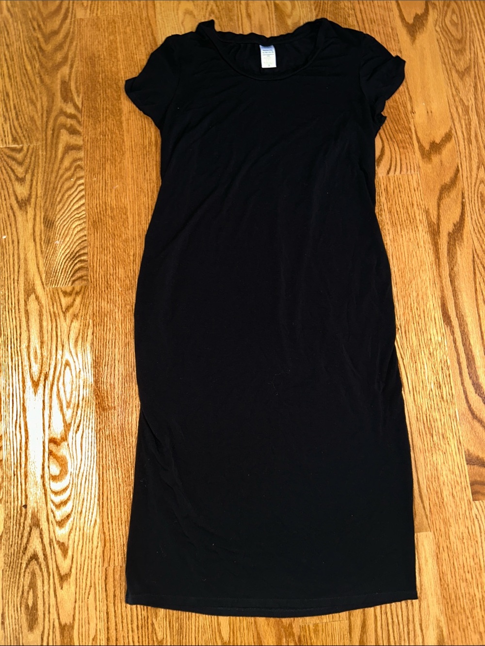 Maternity Black Short-Sleeve Scoop Neck Dress